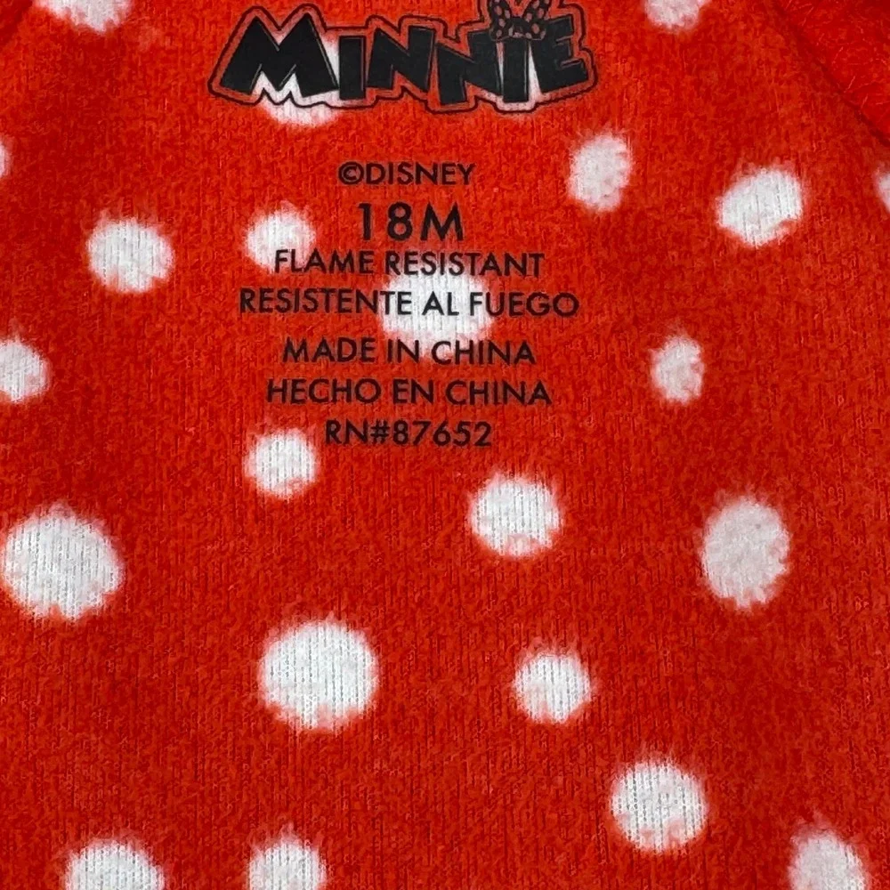 Disney Minnie Mouse‎ Baby Girls Fleece Footed Pajamas Sleepers 18M Red White